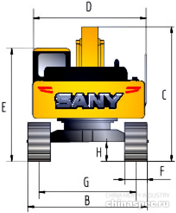 Размеры экскаватора SANY SY195C-9