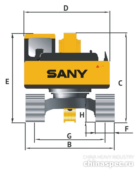 Размеры экскаватора SANY SY215C