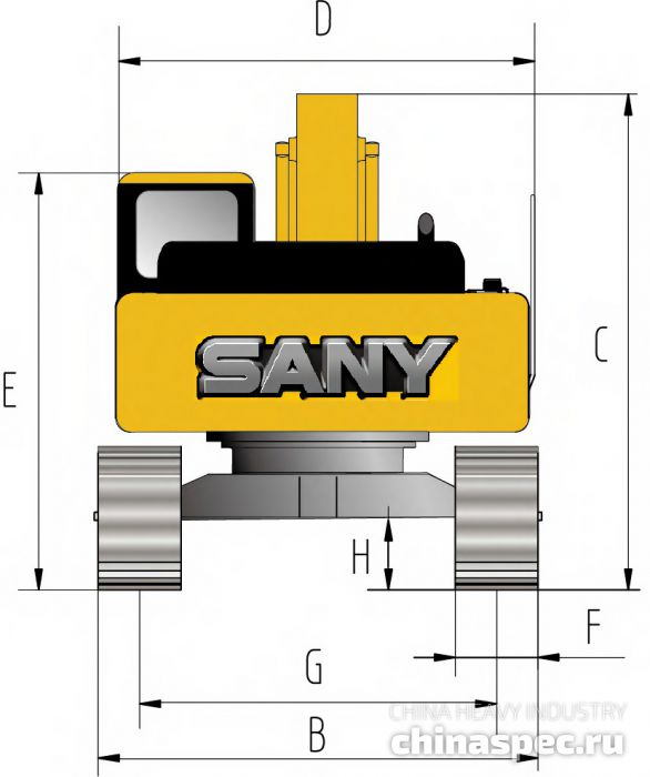 Размеры экскаватора SANY SY225C-9