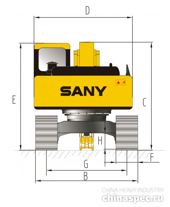 Размеры экскаватора SANY SY235C