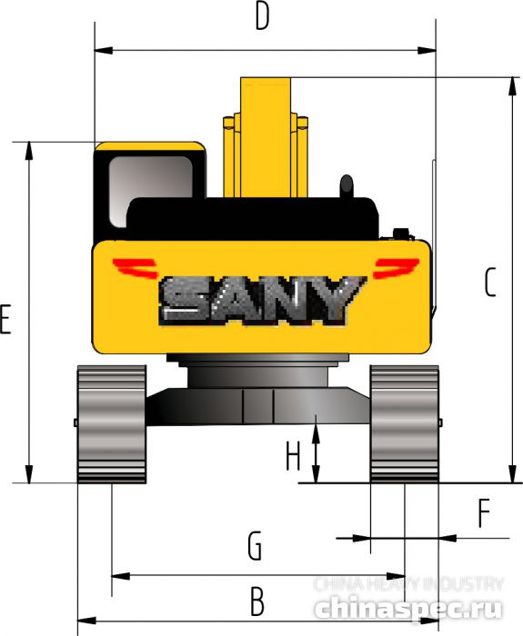 Размеры экскаватора SANY SY265C