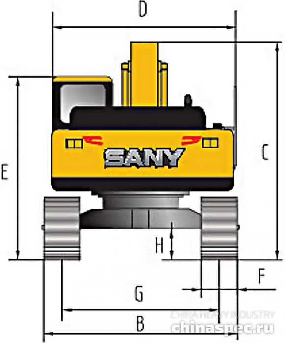 Размеры экскаватора SANY SY285C-10