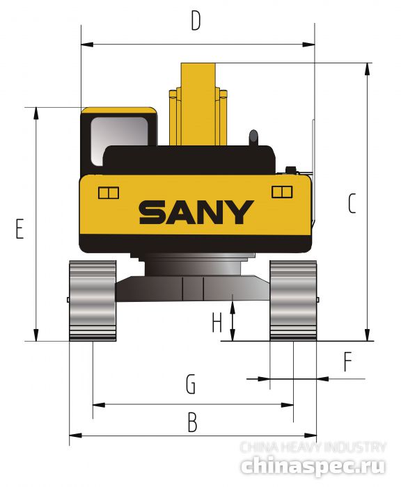 Размеры экскаватора SANY SY335C