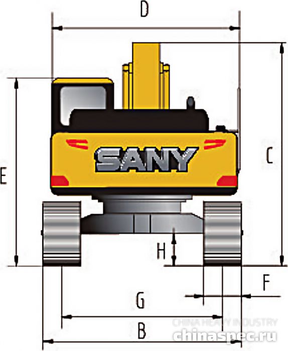 Размеры экскаватора SANY SY365H-10