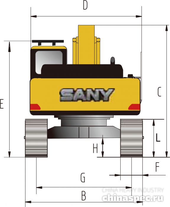 Размеры экскаватора SANY SY485H-10