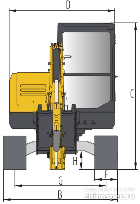 Размеры малогабаритного экскаватора SANY SY55C C10
