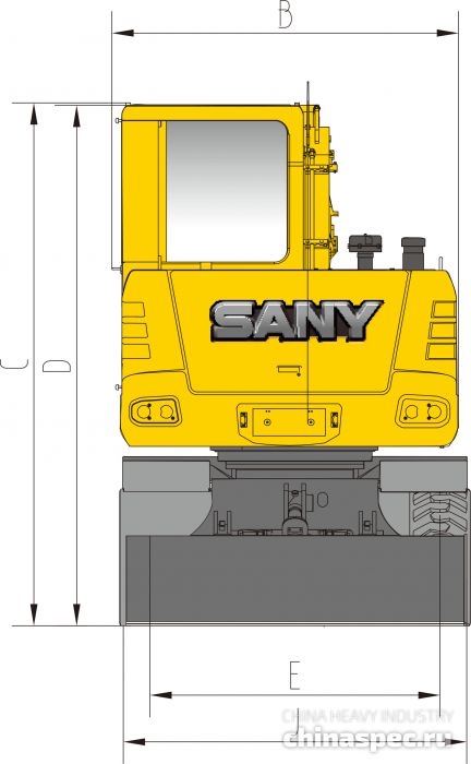 Размеры колесного экскаватора SANY SY 65W